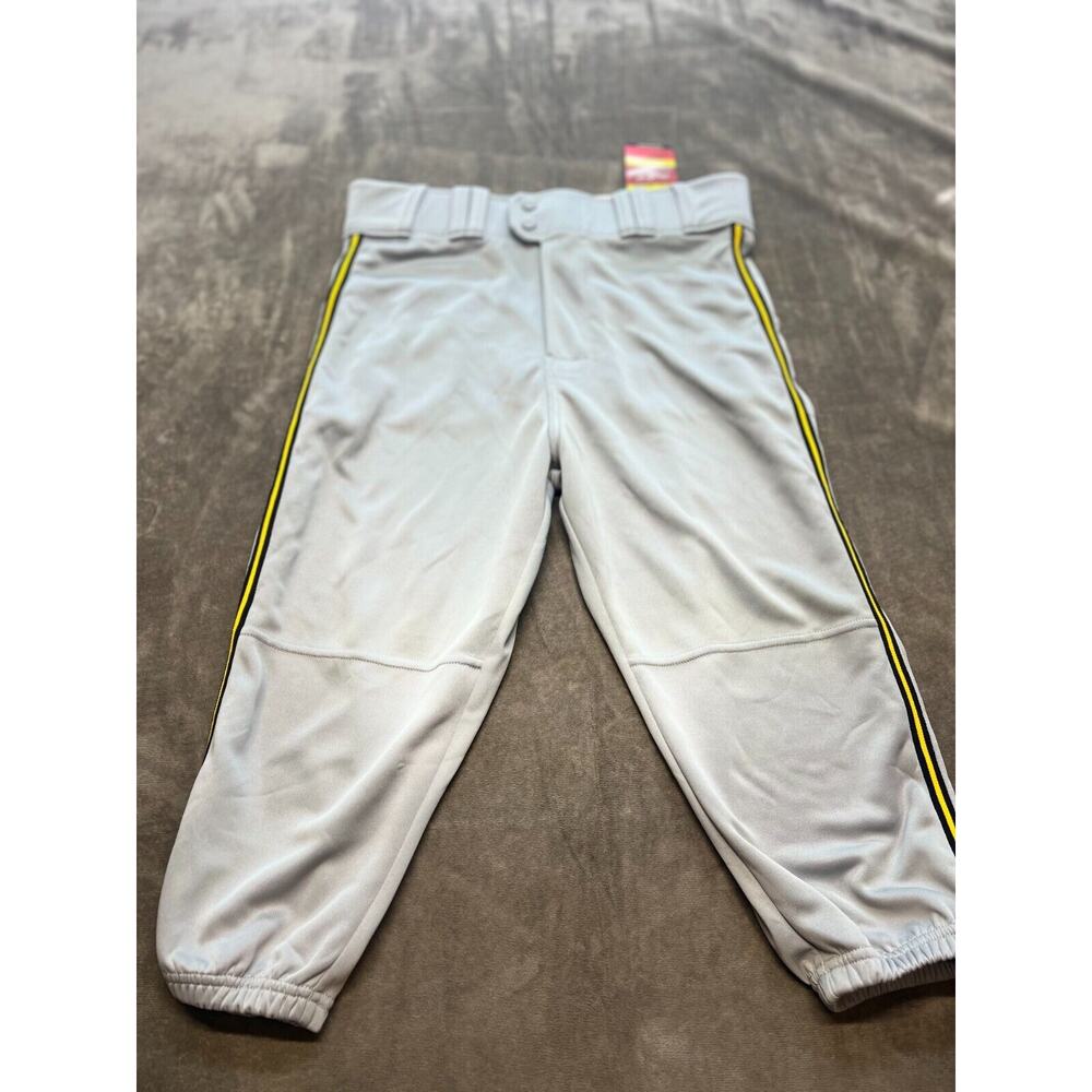 Rawlings Launch Baseball Knicker Pant Men's Medium Gray Yellow‎ Piping NWT